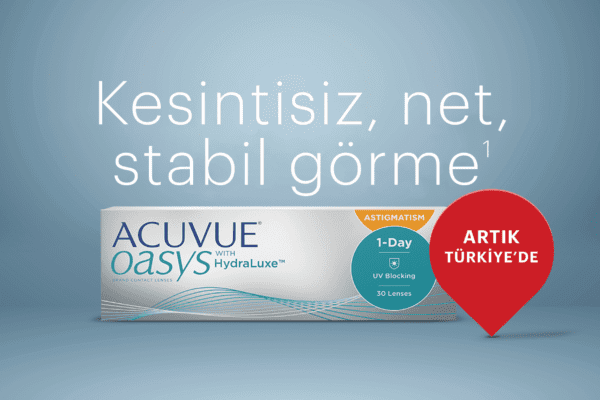 Johnson & Johnson Vision’ın, göz kapağı ile stabil olan tasarım ve HydraLuxe™ teknolojisiyle kalıcı ve net görüş, aynı zamanda maksimum konfor2 sağlayan günlük kullan-at kontakt lensi ACUVUE OASYS® 1-Day for ASTIGMATISM Türkiye’de satışa sunulmaya başladı.